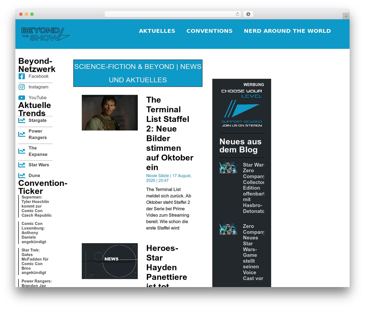 Hello Elementor WordPress theme - beyondtheshow.de