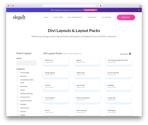 Divi library WordPress plugin - www.elegantthemes.com/layouts