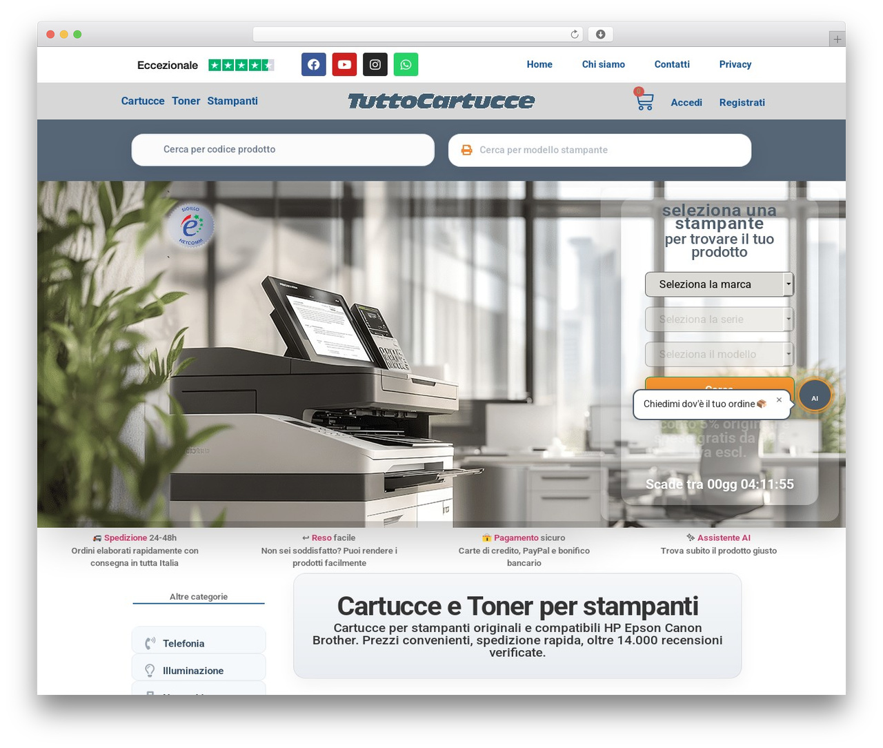 Hello Elementor WordPress theme - tuttocartucce.com
