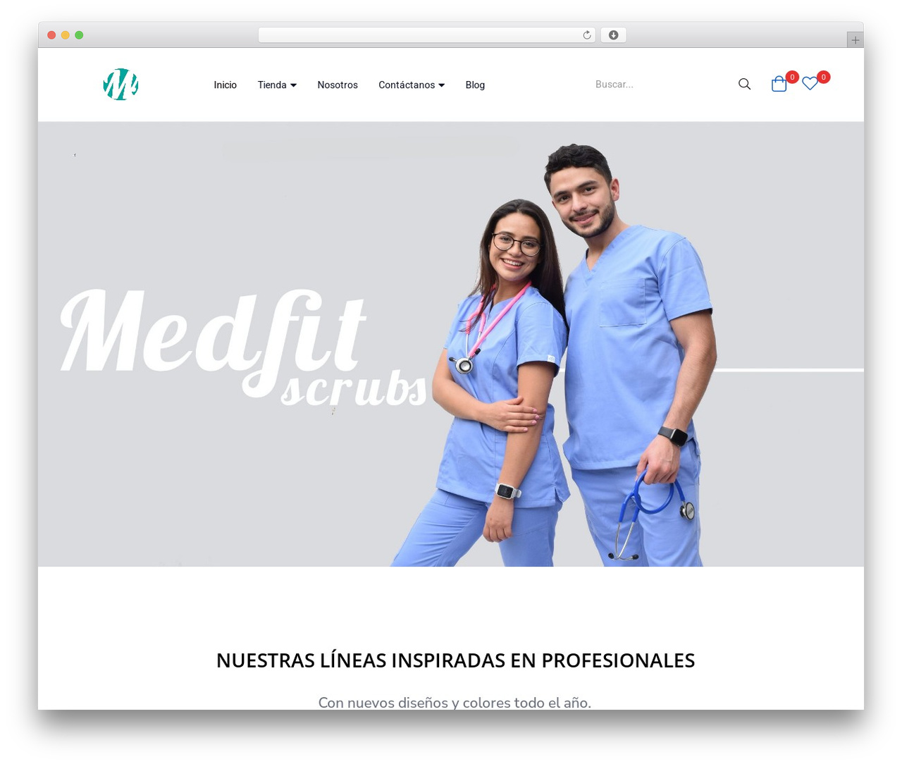 Diza WordPress theme design - medfitscrubs.com