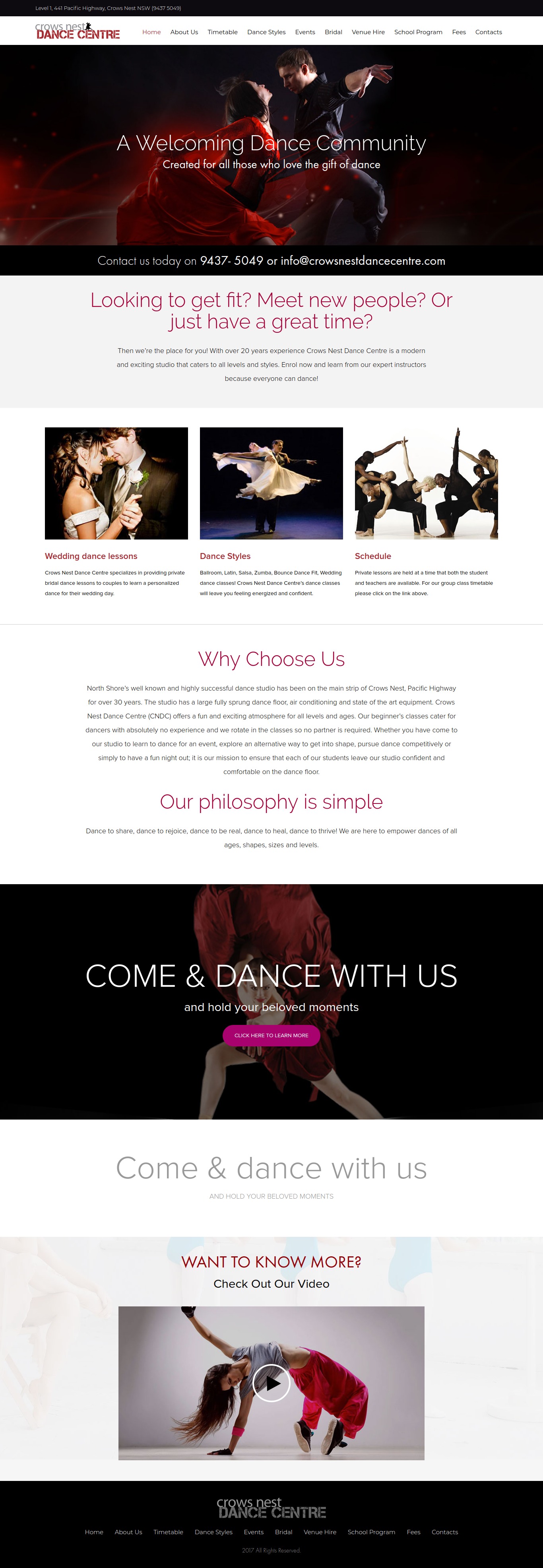 WordPress website theme Dance Centre Theme by Weaver's Web Team