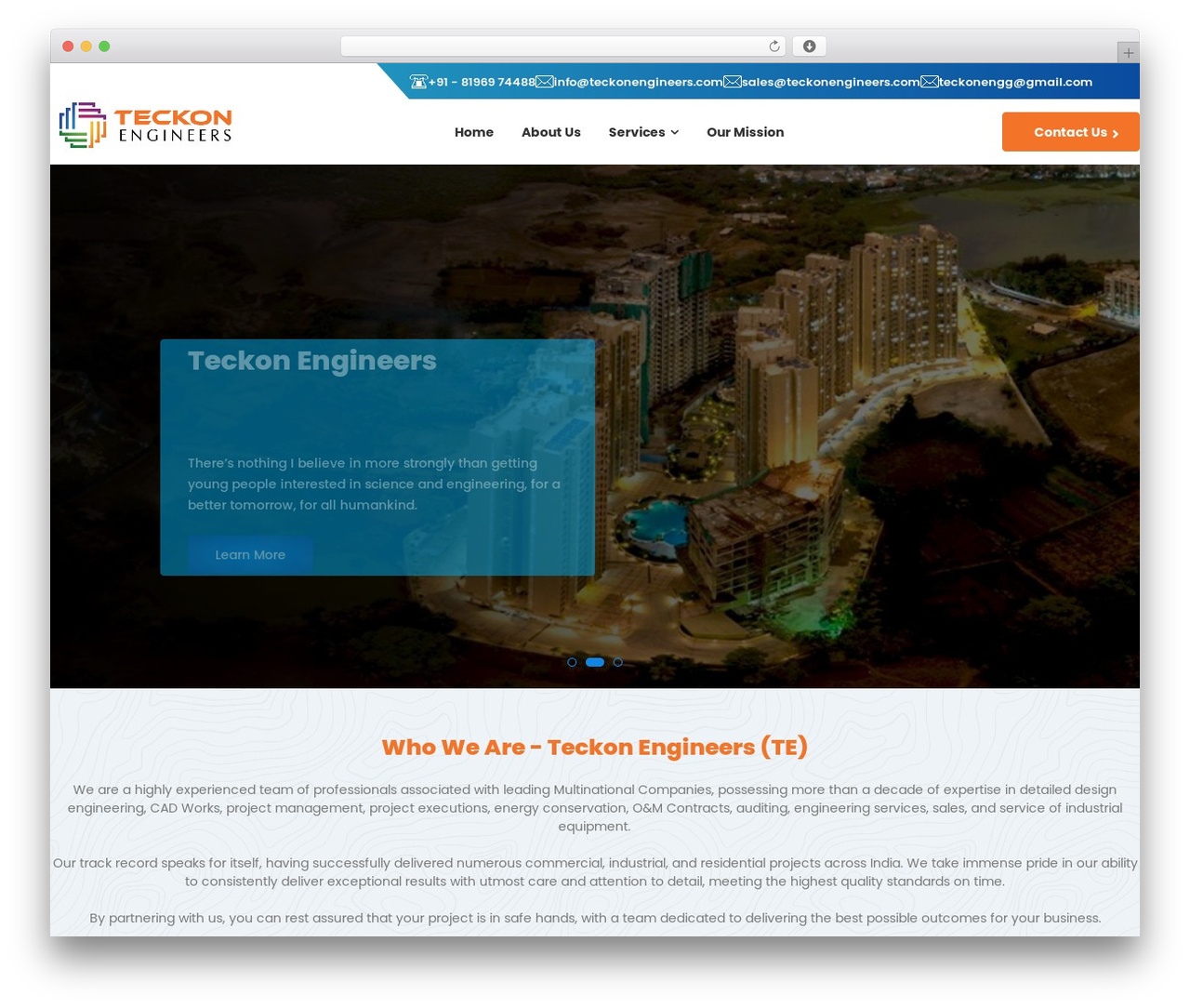 techonengineers WordPress theme - teckonengineers.com