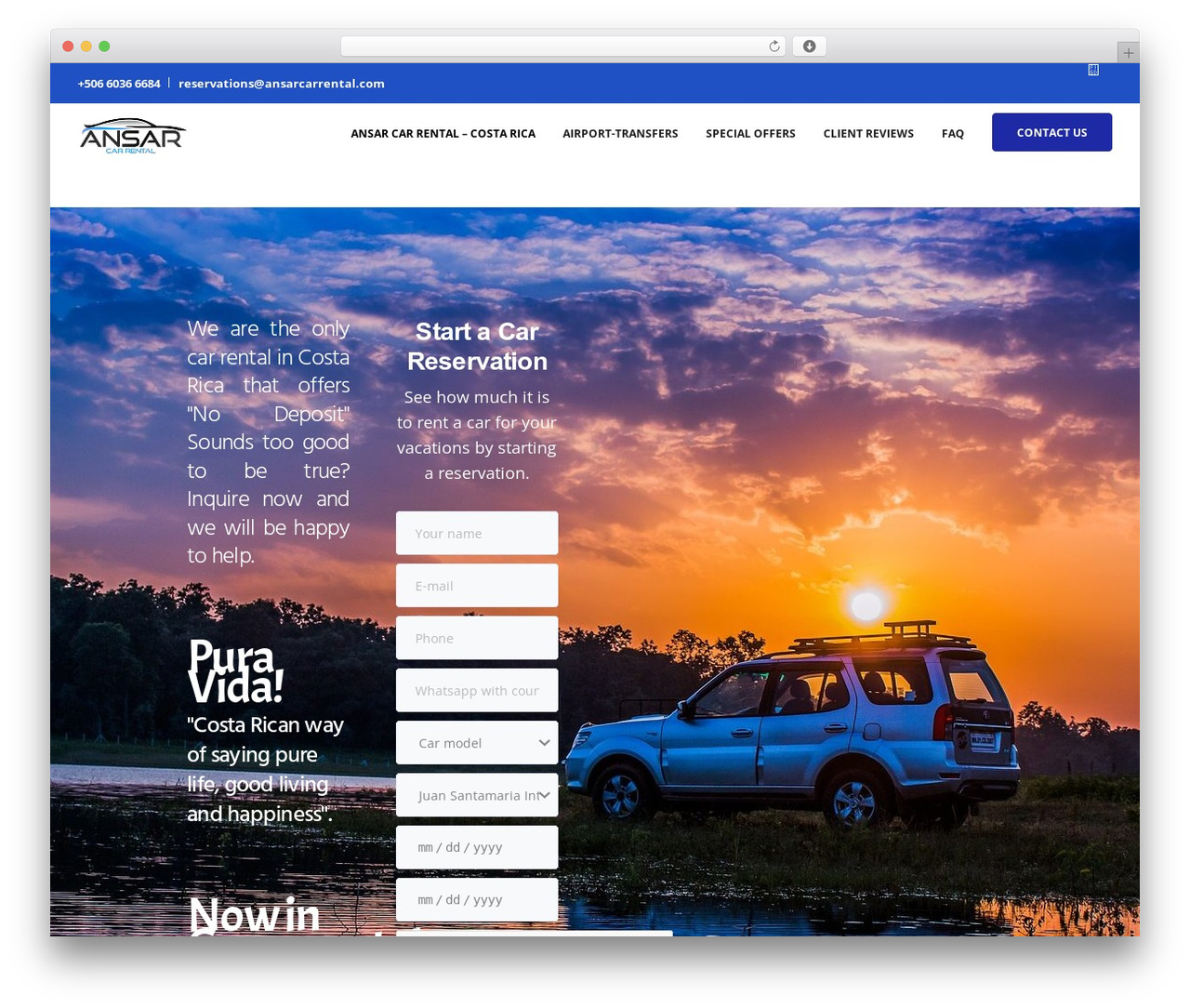 LeadEngine motors WordPress theme - ansarcarrental.com