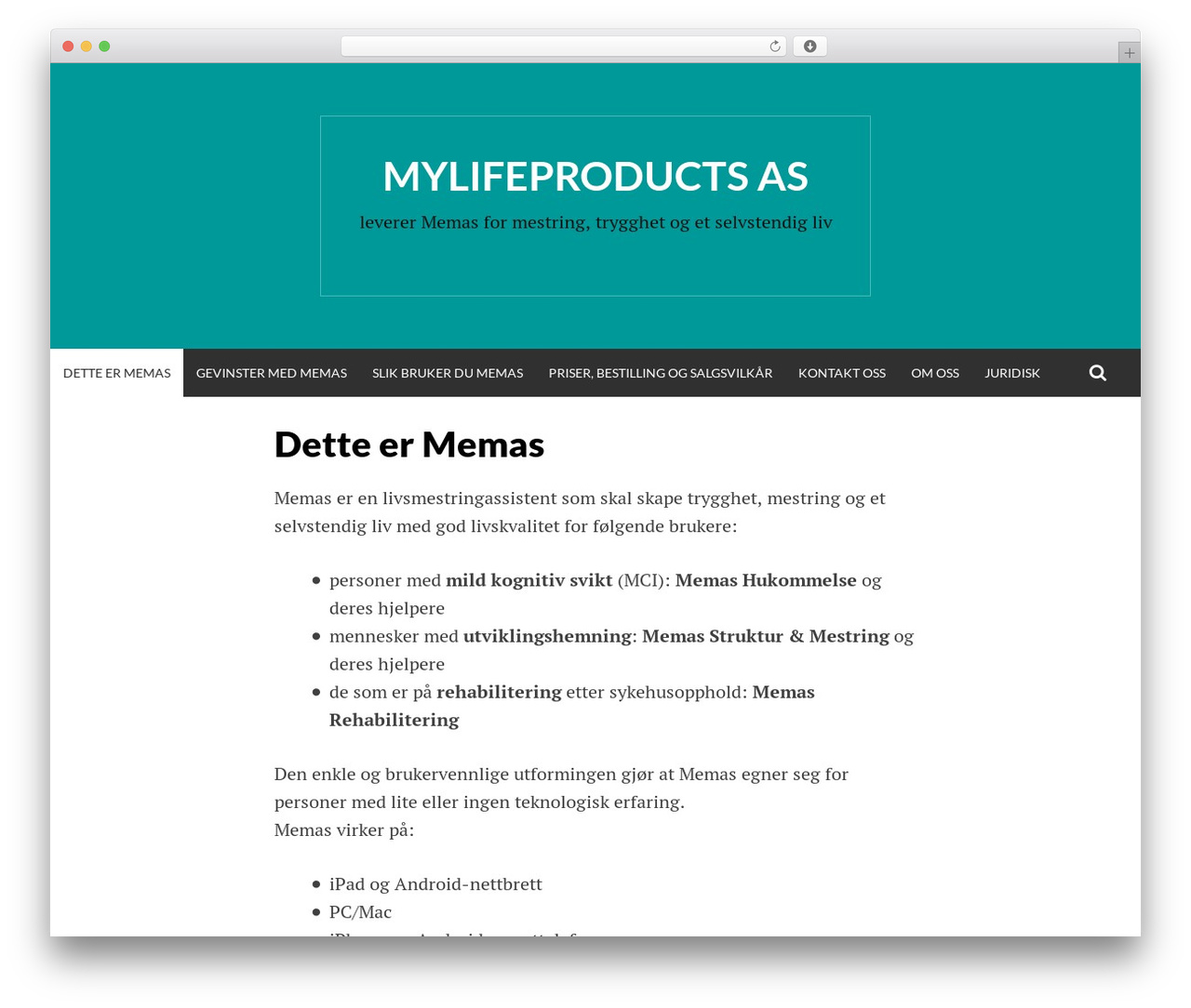 Simone WordPress theme - mylifeproducts.no