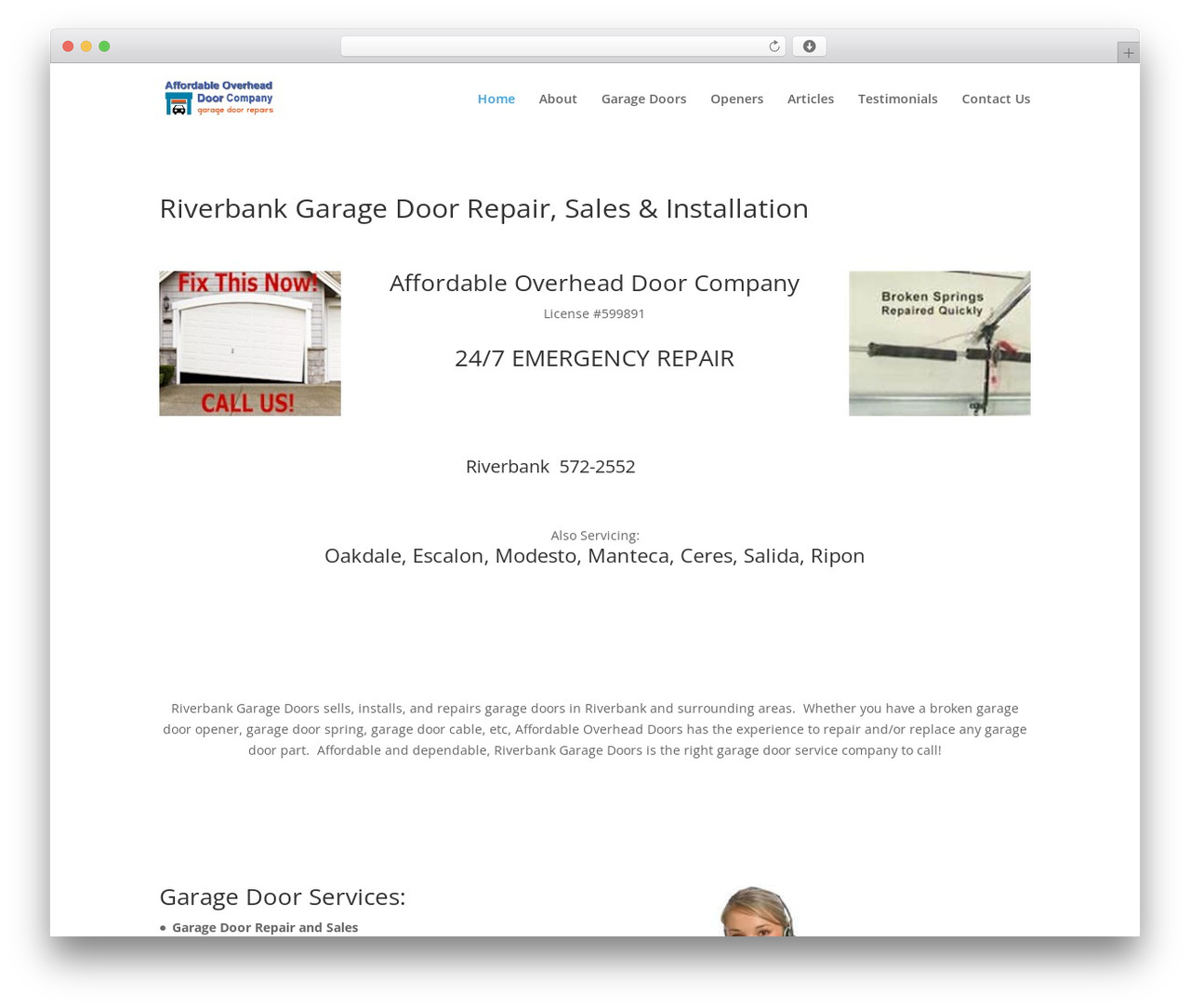 Riverbank Garage Doors Child WordPress theme - riverbankgaragedoors.com