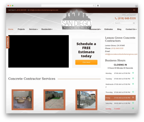 Business opening hours pro WordPress plugin - concretecontractorlemongrove.com