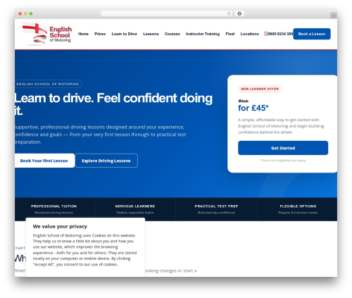 WordPress theme Bootstrap Starter - englishschoolofmotoring.co.uk