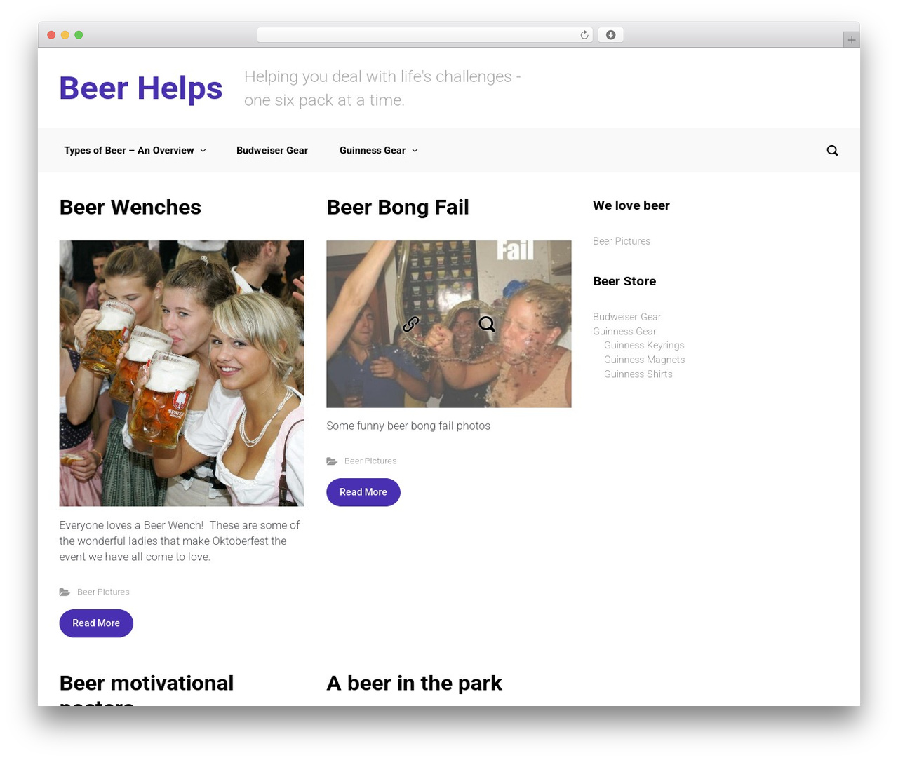 WordPress theme Evolve Beer - beerhelps.com