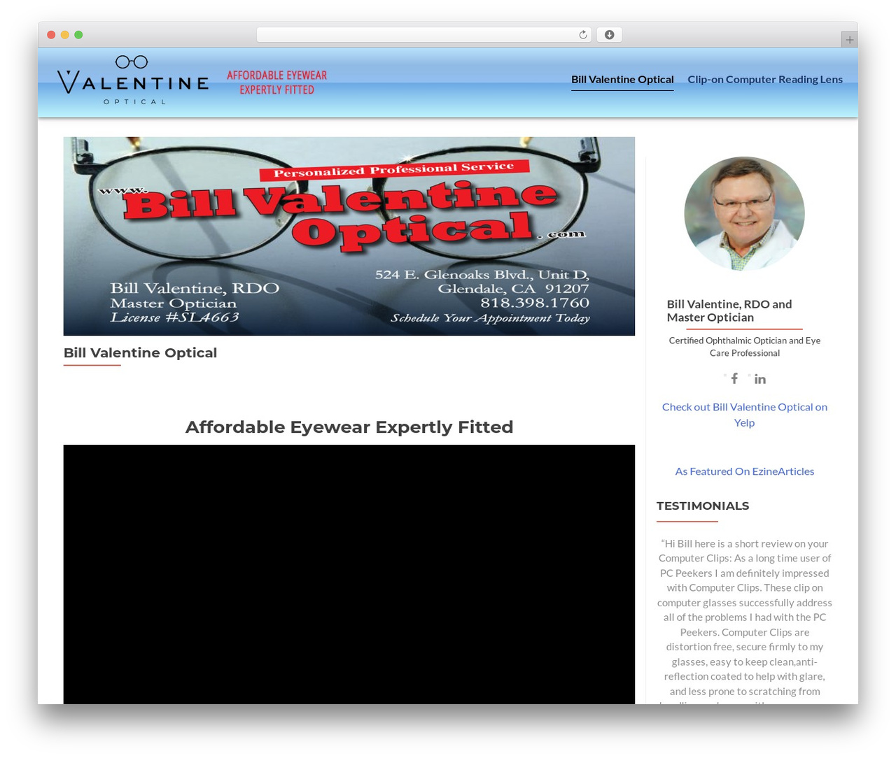 Theme WordPress Spectacles 2.0 - billvalentineoptical.com