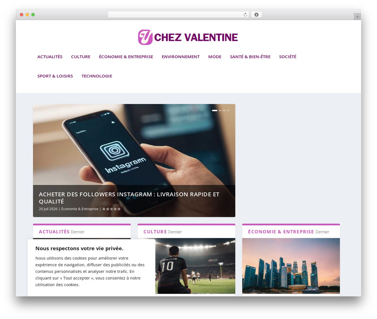 Extra WordPress theme - chezvalentine.com