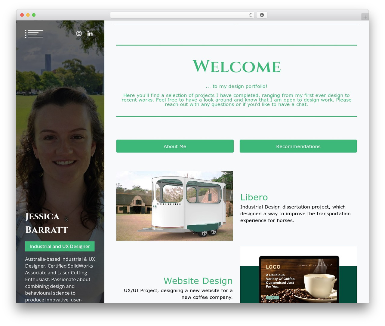 ePortfolio Pro WordPress theme - jessicabarratt.com