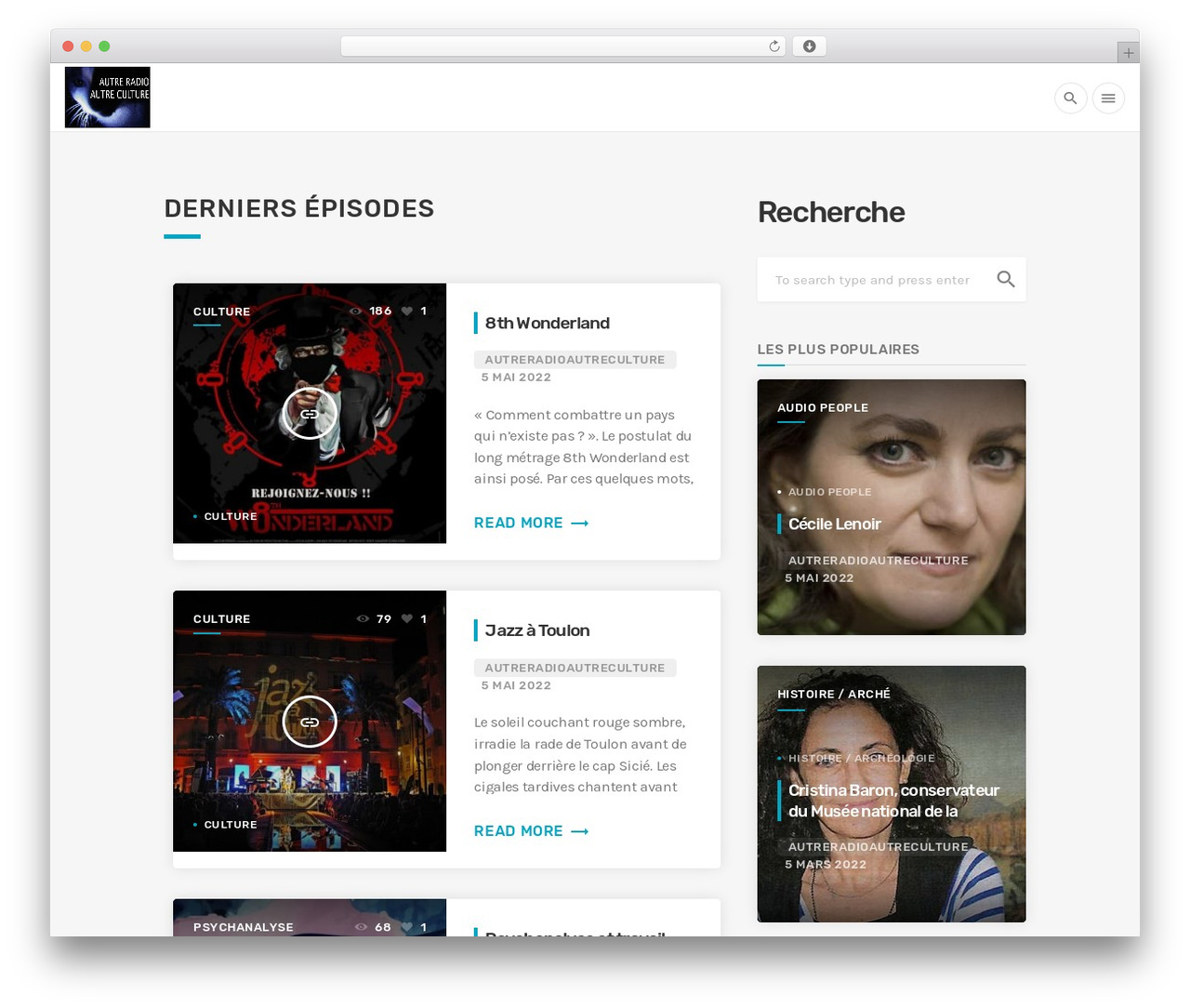 Wpcast WordPress theme design - autreradioautreculture.eu
