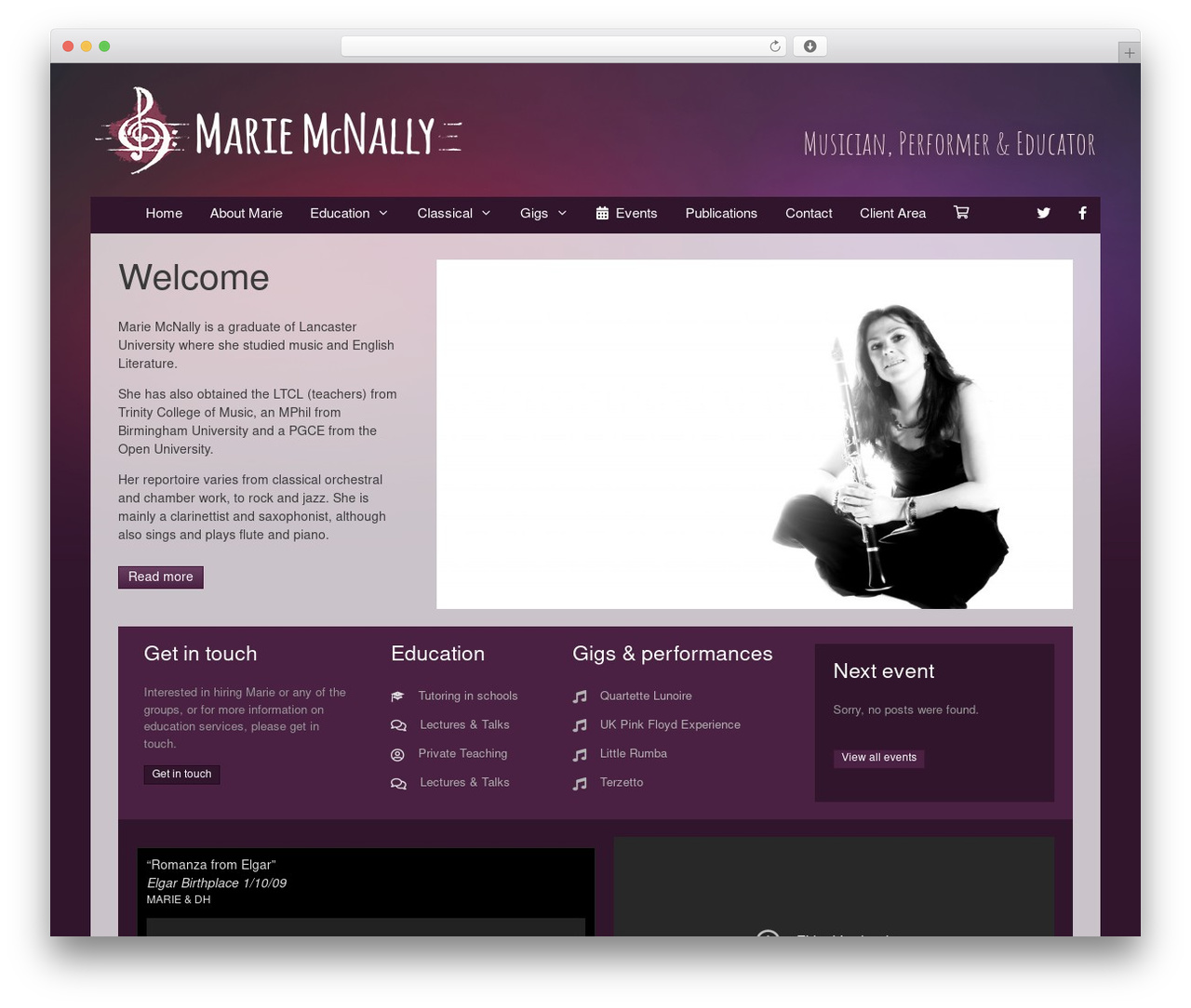 Marie McNally WordPress theme - mariemcnally.co.uk