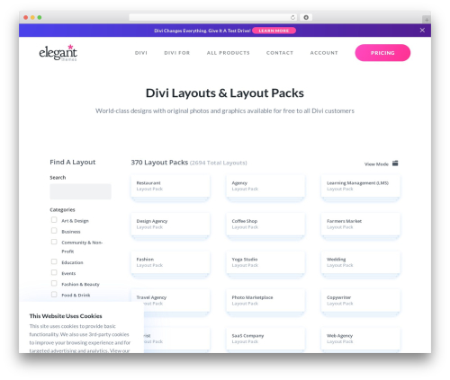 Divi library WordPress plugin - www.elegantthemes.com/layouts