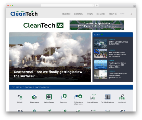 Scan theme WordPress - discovercleantech.com