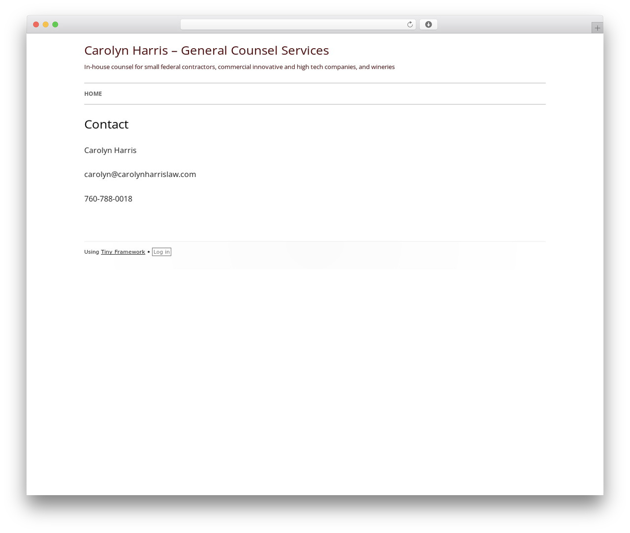 Tiny Framework free WP theme - carolynharrislaw.com