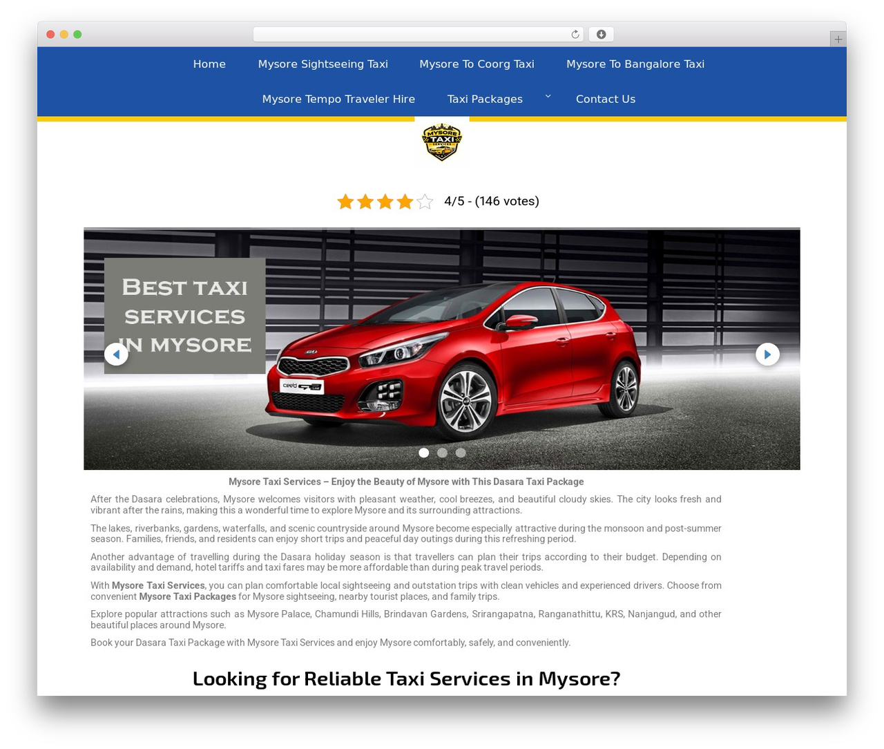 Writee free WordPress theme - mysoretaxiservices.com