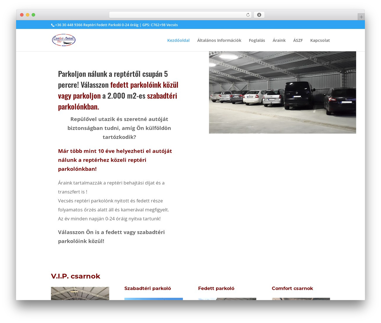 WordPress theme Divi - ferihegyfedettparkolo.hu
