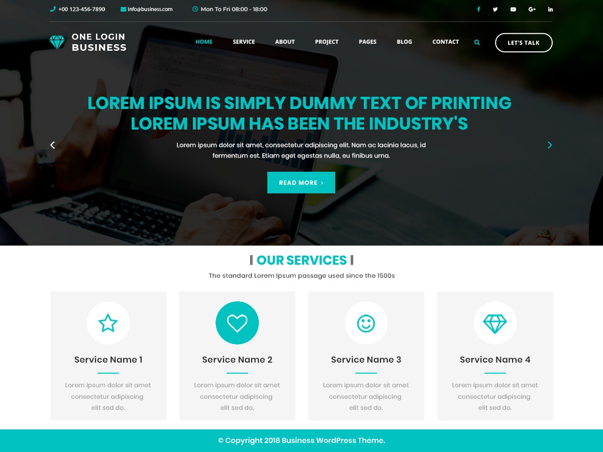 One Login Business WordPress template for business