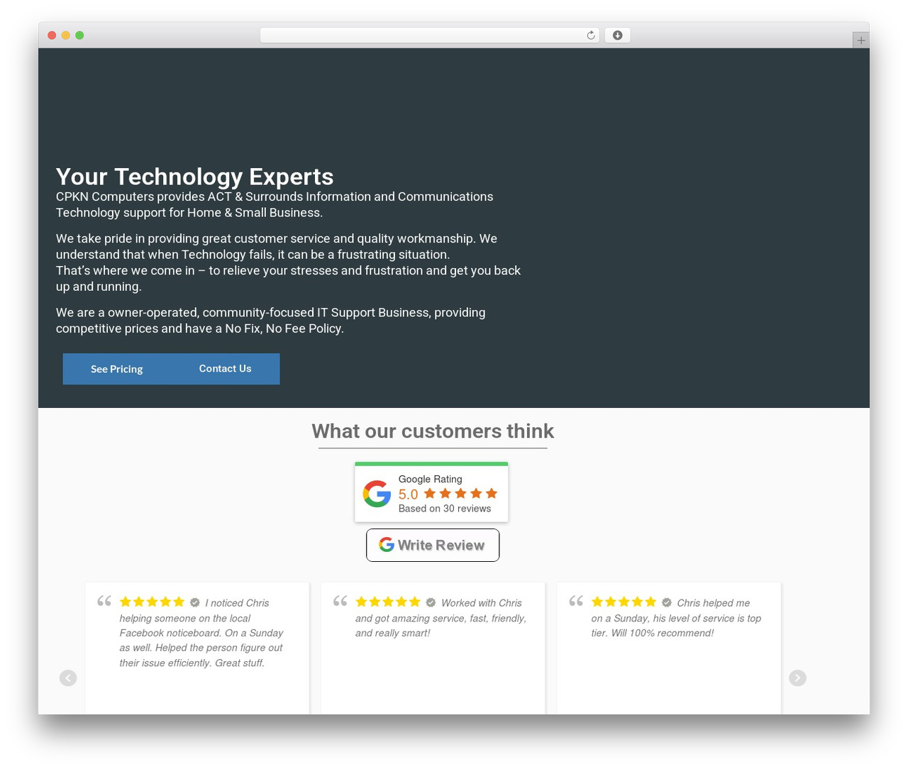 Fixtech WordPress website theme - cpkncomputers.com.au