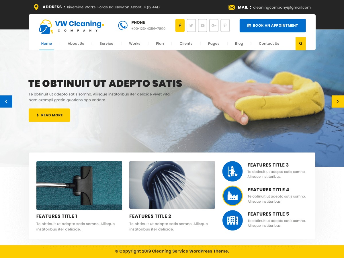 VW Cleaning Company business WordPress theme
