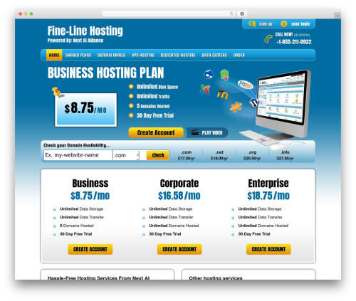 WordPress theme PHP Hosting - finelinehosting.com