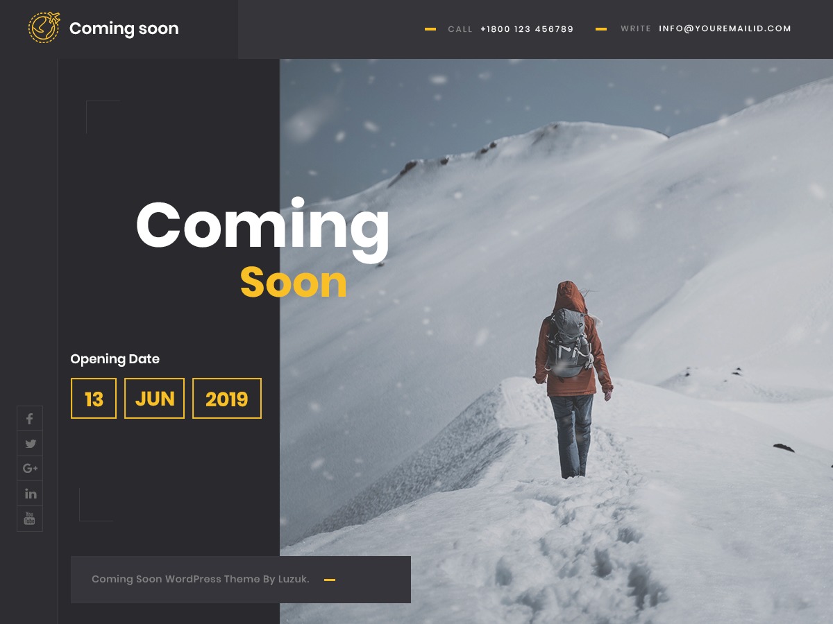 Coming Soon Lite WordPress template for business