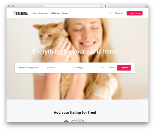 WordPress website theme OneListing - guiafelina.com