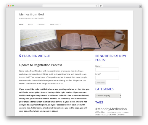Best WordPress theme Tiny Framework - memosfromgod.com