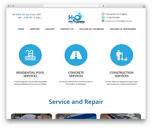 Pool services helper WordPress plugin - h2opoolsandconcrete.com