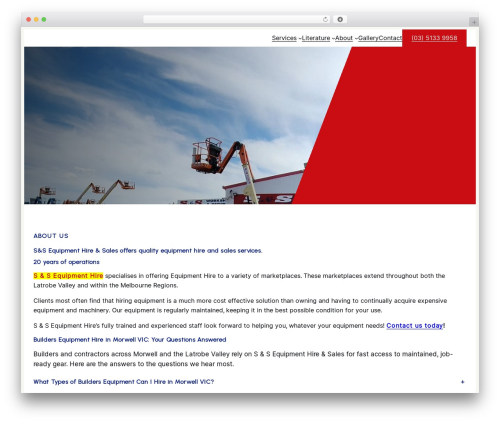 Image Direct Wordpress Pro WordPress theme - ssequipmenthire.com.au