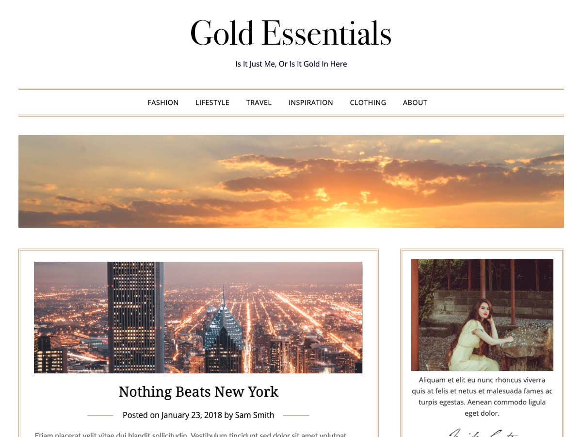 Gold Essentials WordPress news theme