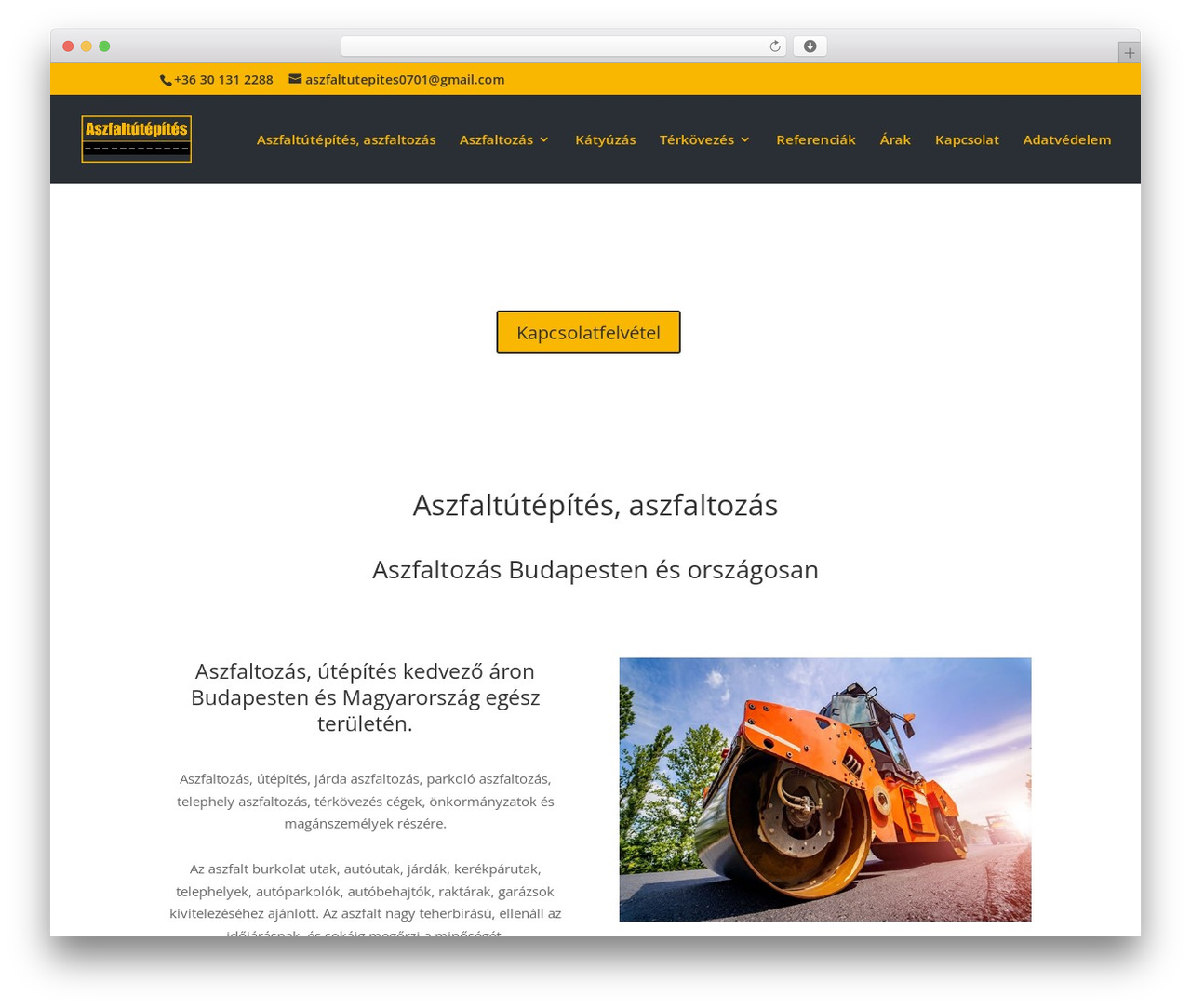 Theme WordPress Divi - aszfaltutepites.hu