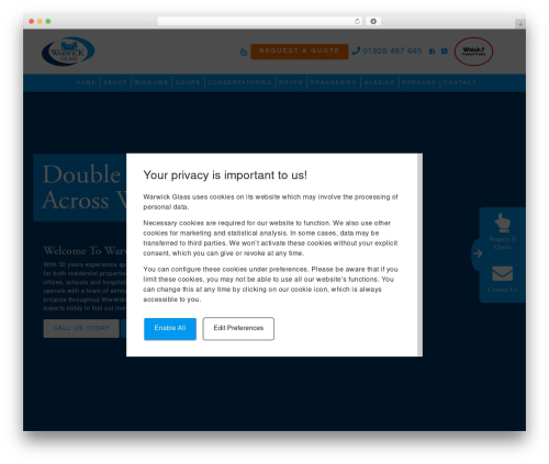 WordPress website theme Ghost - warwickglass.com