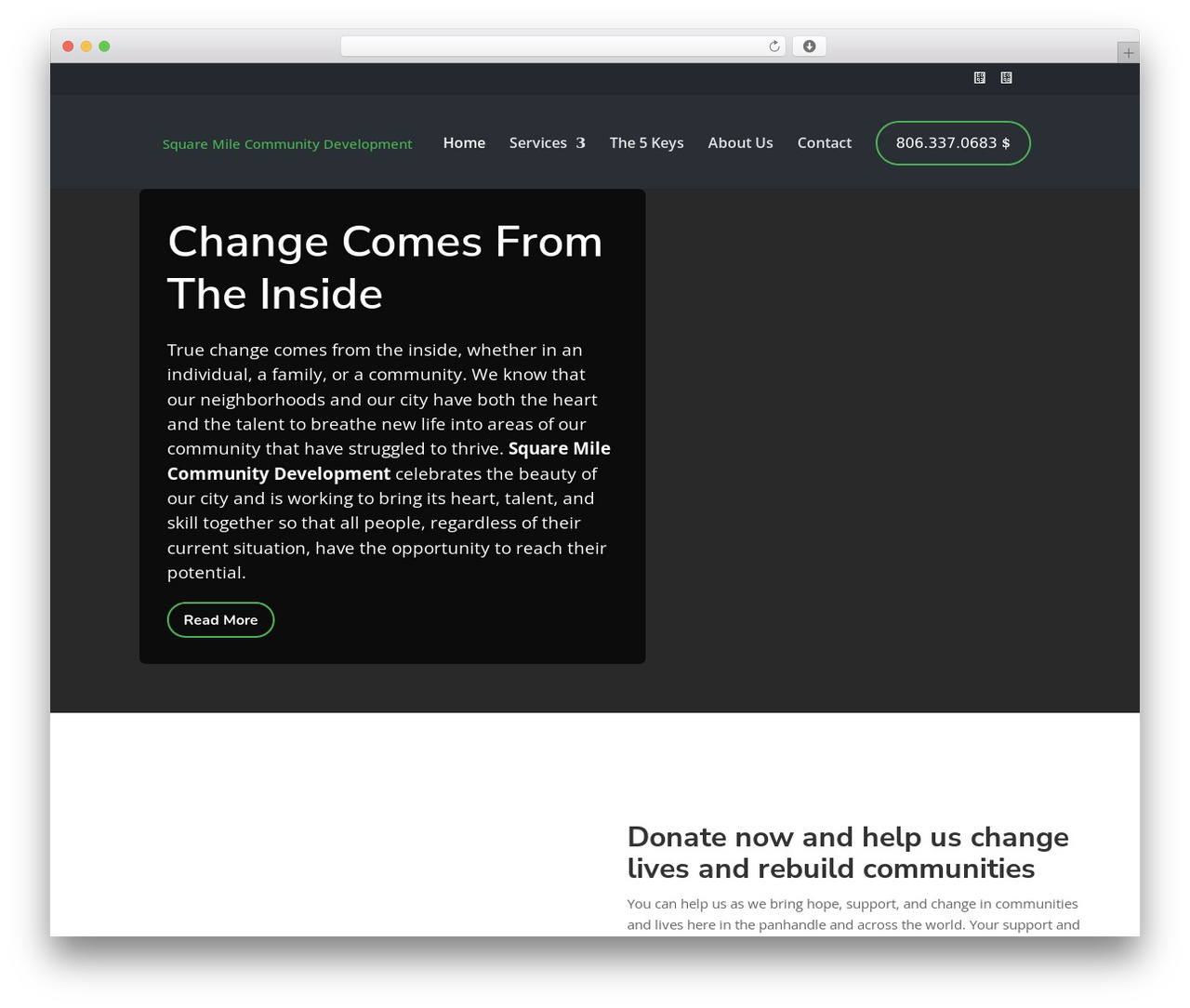 Divi Nonprofit theme WordPress - square-mile.org