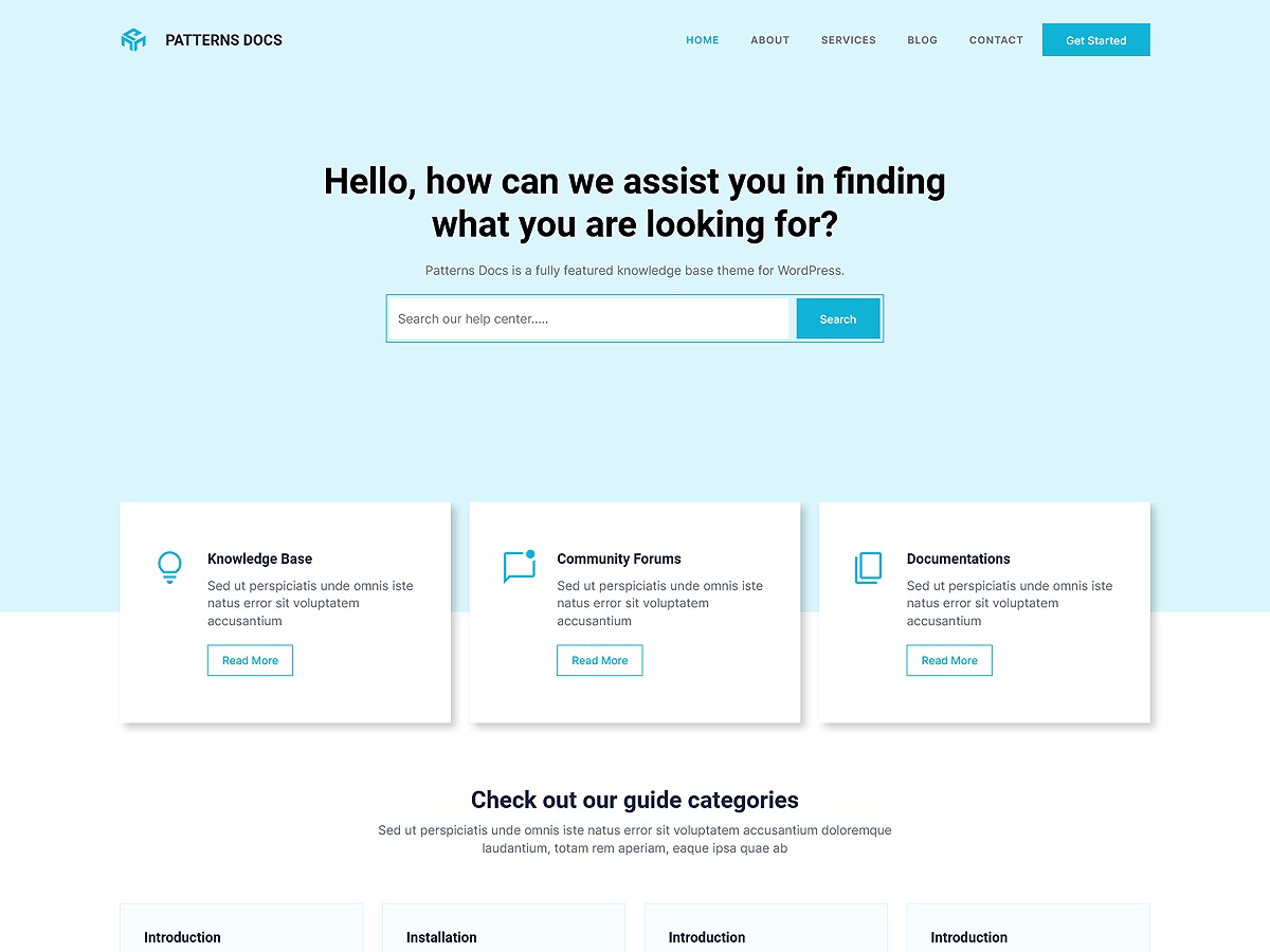 Patterns Docs WordPress theme by patternswp