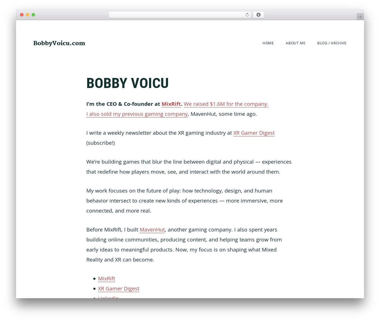 Genesis WordPress theme - bobbyvoicu.com