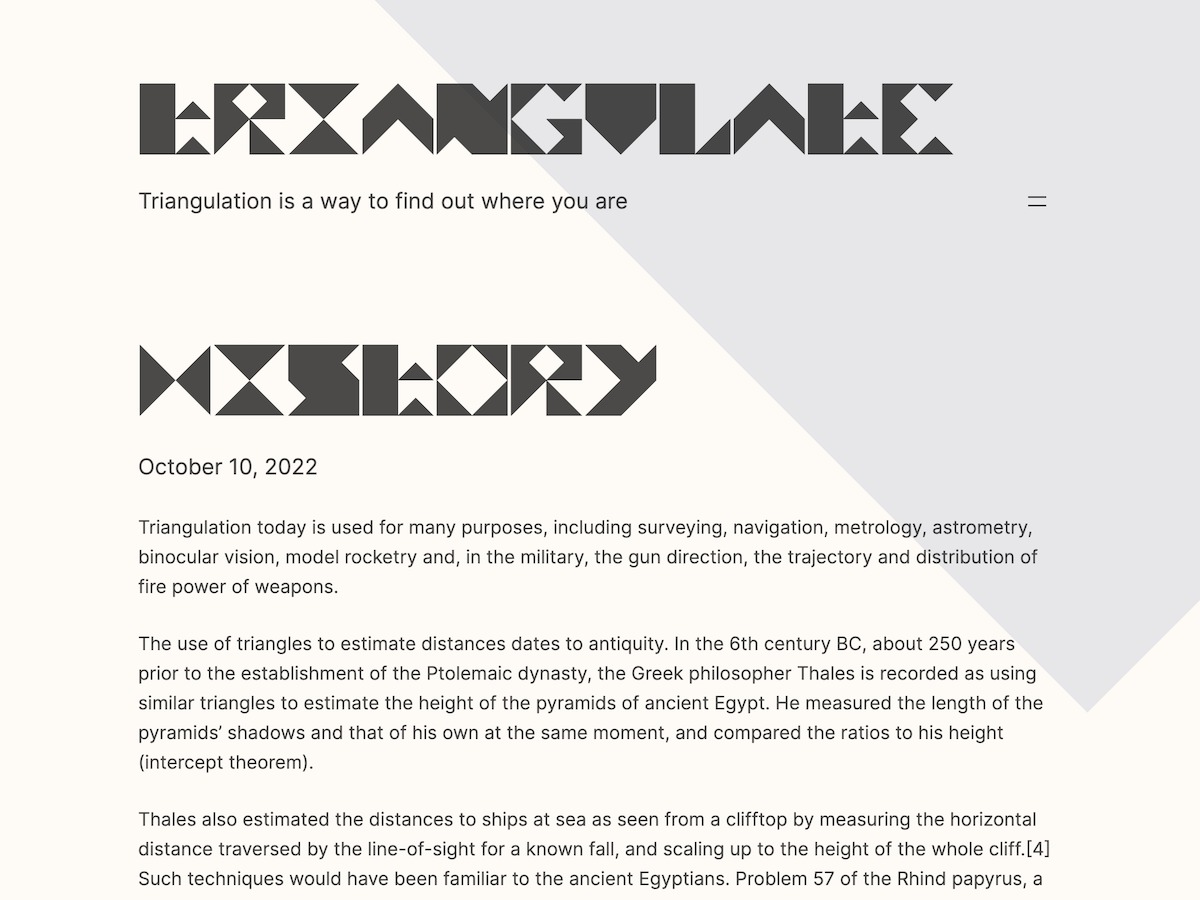 WordPress theme Triangulate by Scruffian
