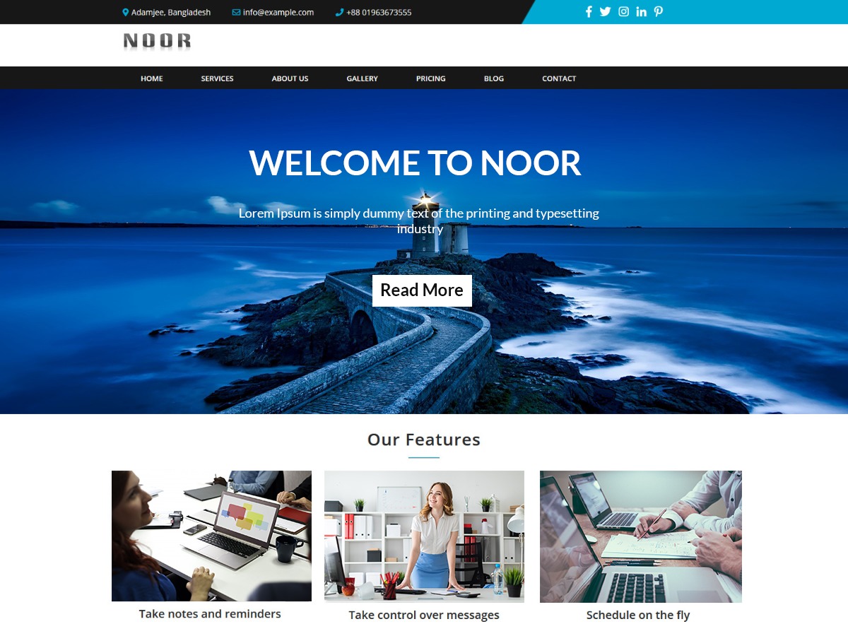 NoorLite WordPress blog theme
