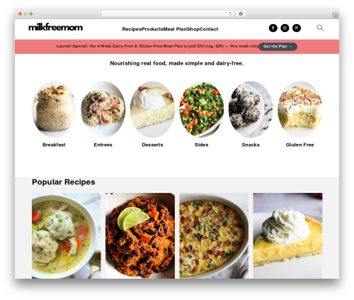 WordPress theme Genesis - milkfreemom.com