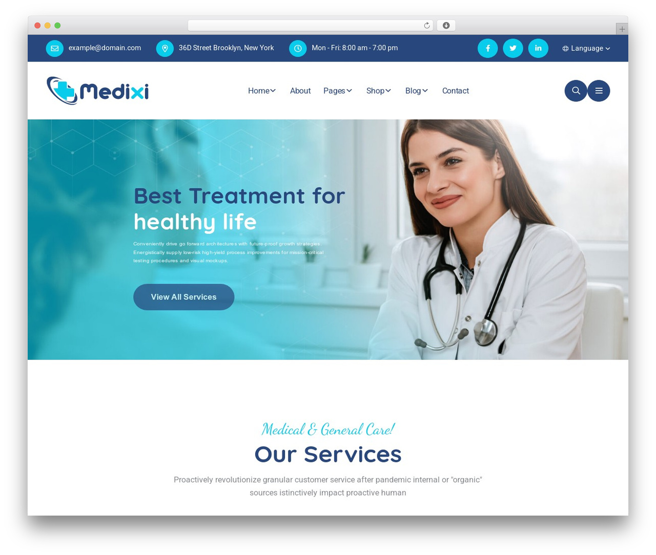 WP theme Medixi - wordpress.vecurosoft.com/medixi
