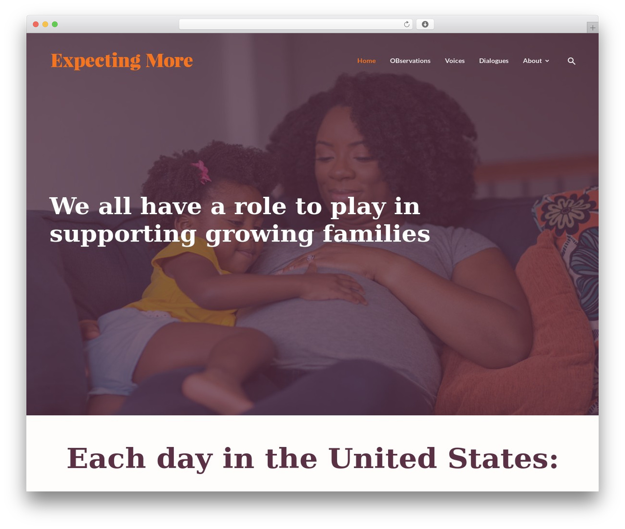 Expecting More premium WordPress theme - expectingmore.org