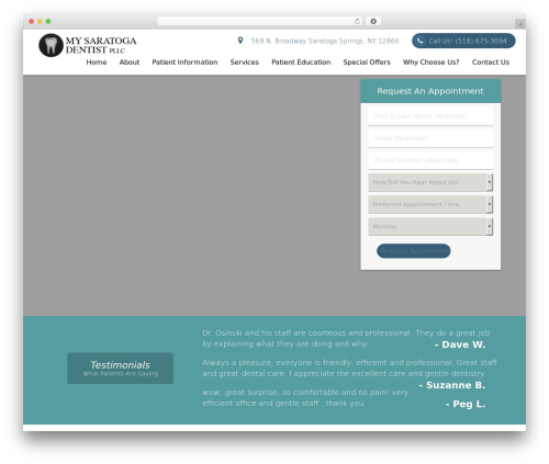 WordPress website theme DoctorGenius Framework - mysaratogadentist.com