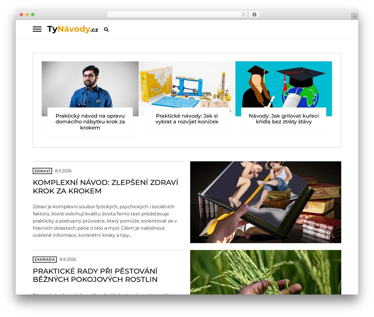 Shakey WordPress theme design - tynavody.cz
