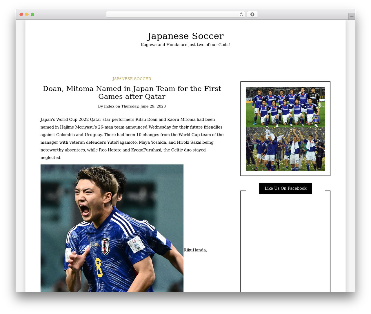 Writee theme WordPress - japanesesoccer.net