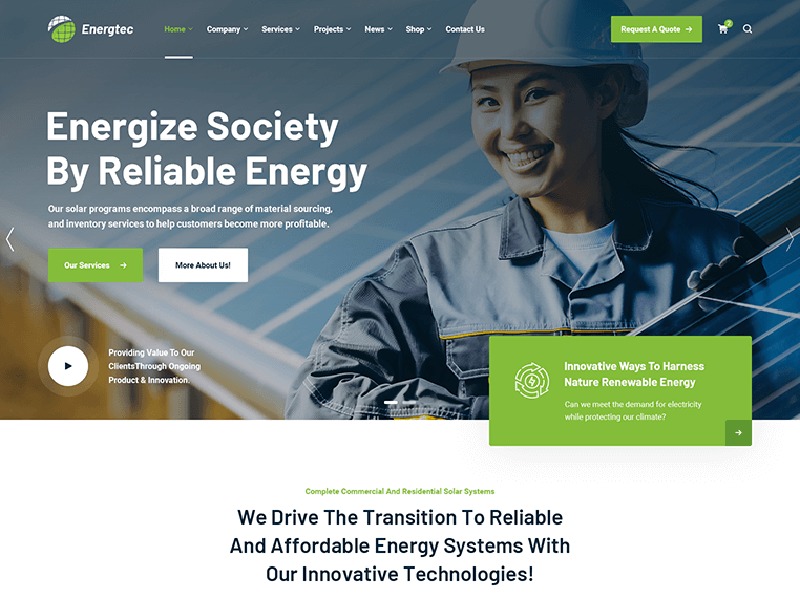 Energtec company WordPress theme