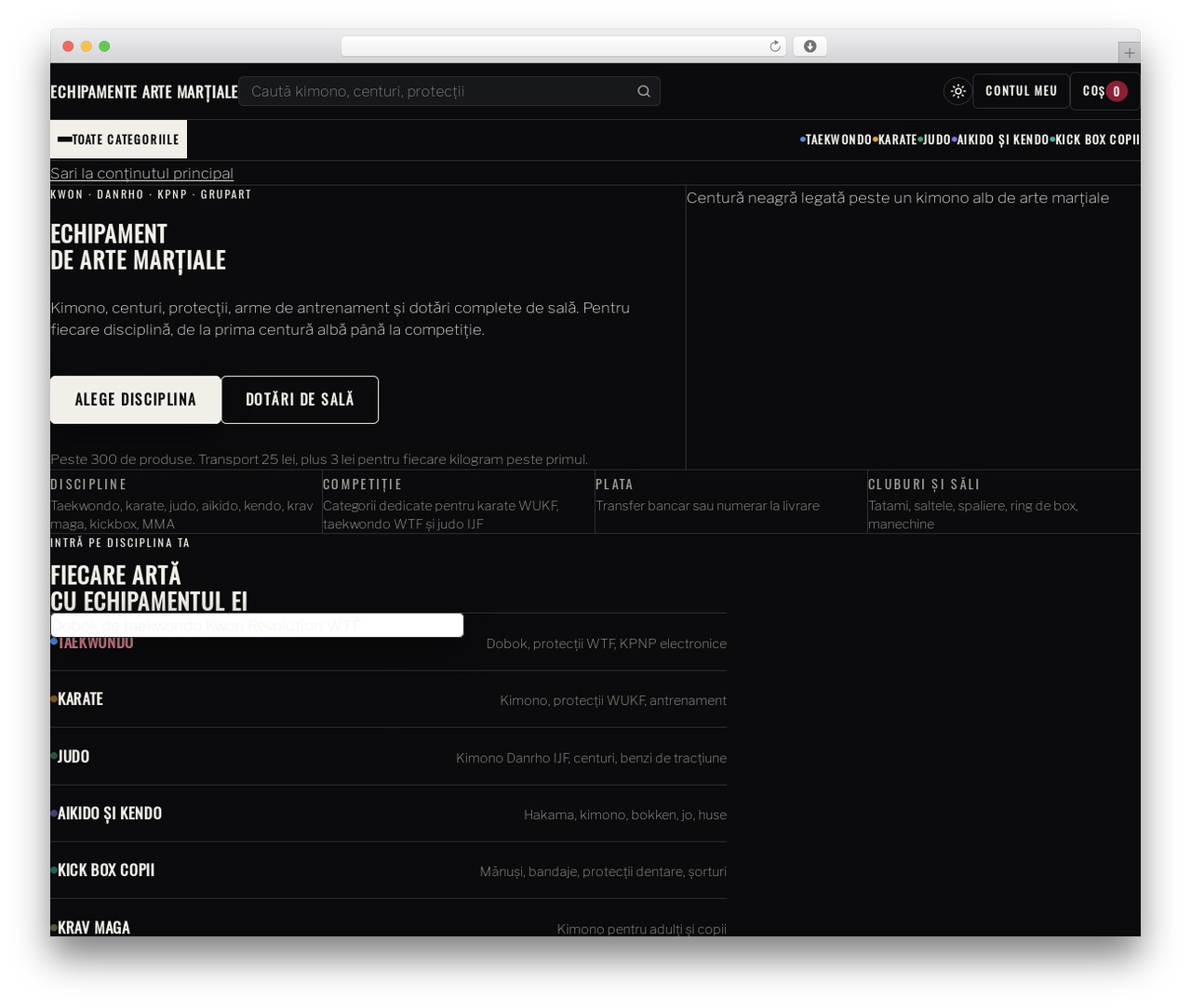 Bricks theme WordPress - echipamente-arte-martiale.ro