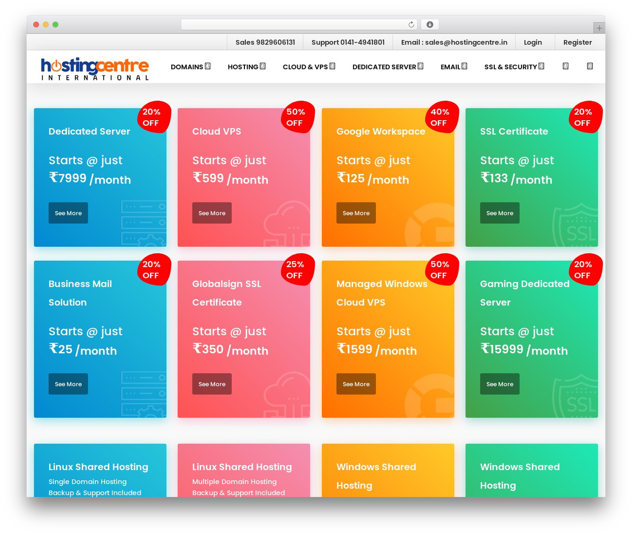 Multi Host WordPress theme - hostingcentre.in