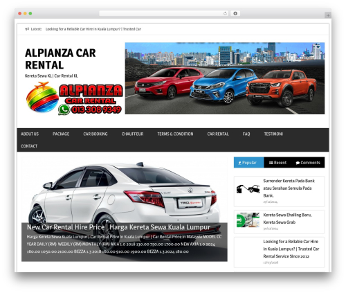 Newslite WordPress theme design - alpianzacarrental.com