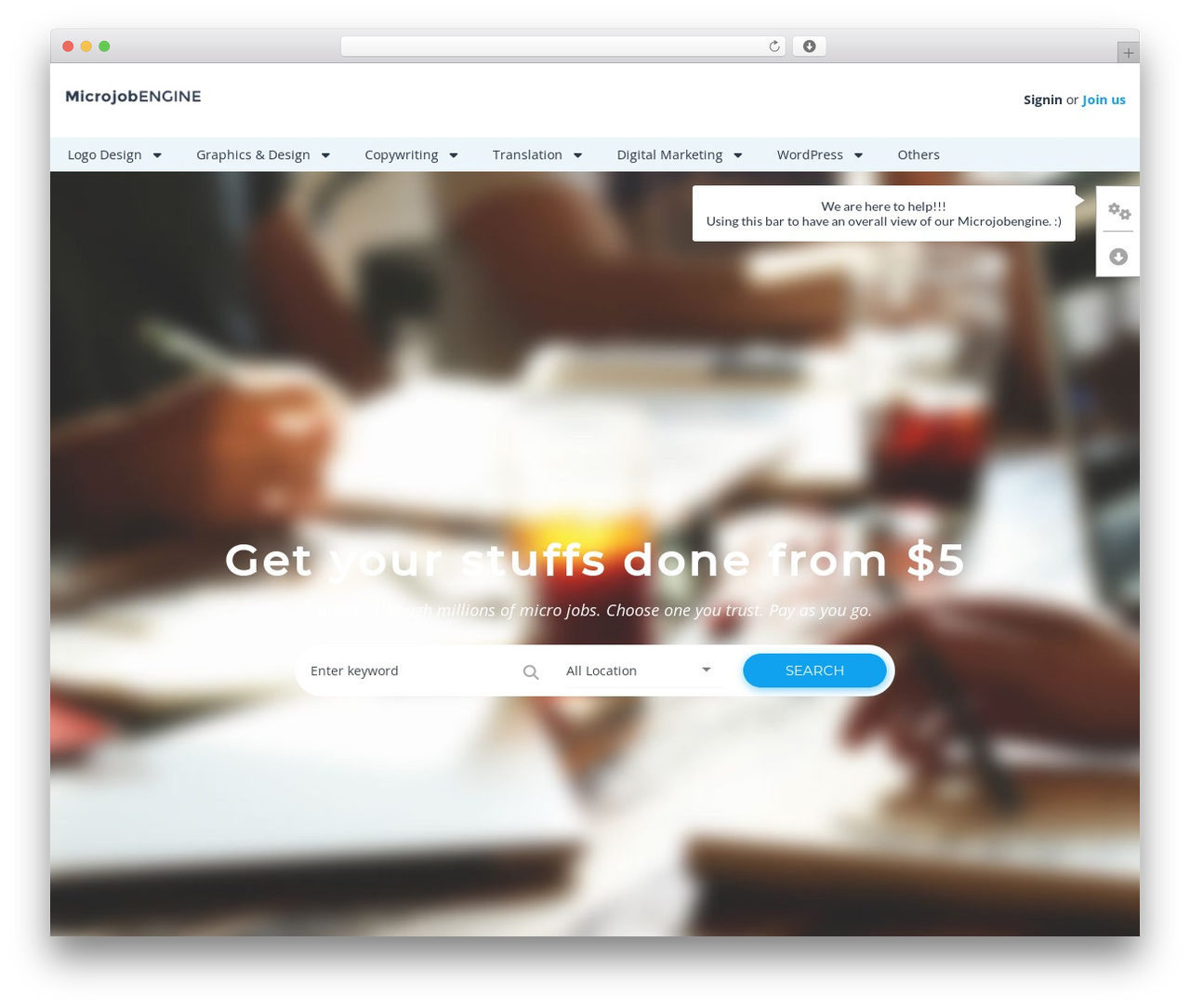 MicrojobEngine WordPress theme - microjobengine.enginethemes.com
